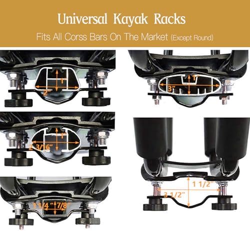 Kayak Roof Rack for 2 Kayaks Carrier, Kayak J Bar Hooks Roof Mount Racks for Universal Cars, SUV, Truck, Set of 4