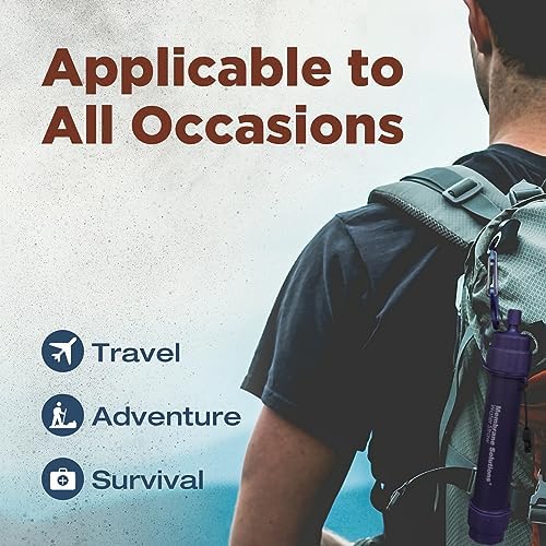 Membrane Solutions Water Filter Straw WS02, Detachable 4-Stage 0.1-Micron Portable Water Filter Camping, 5,000L Water Purifier Survival Gear and Equipment for Hiking Camping Travel and Emergency