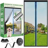 Upgraded Magnetic Screen Door, Heavy Duty Fiberglass Mesh, Quick Close Full Strip Magnets, Door Screen Magnetic Closure for Single Door Size 36 x 80 Inch, Screen Door Size 39 x 82 Black