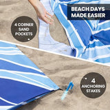 Extra Large Beach Blanket Waterproof & Sandproof 9'x10'8" for 10 People - Beach Essentials for Family, Picnic, Concert, Travel - Includes 4 (+2) Stakes - by Everlasting Comfort