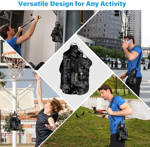 icolor Magnetic Gym Bag Water Bottle Carrier Holder with Phone Pockets & Shoulder Strap,5 Built-in Magnets Gym Bottle Pouch Sleeve,Magnetic Bag Gym Accessories Organizer for Men Women