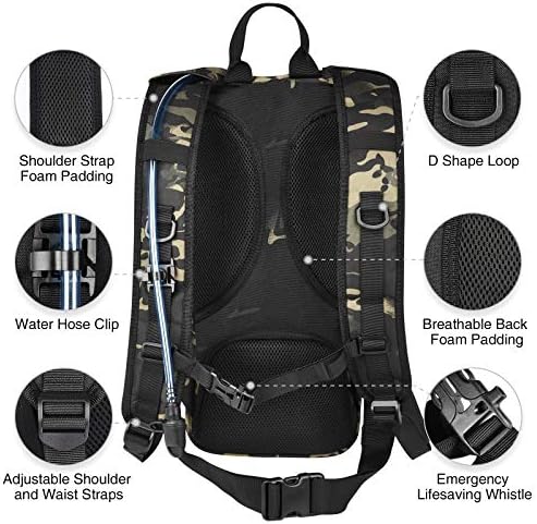 NOOLA Hydration Backpack with 3L TPU Water Bladder, Tactical Molle Water Backpack for Men Women, Hydration Pack for Hiking, Biking, Running and Climbing