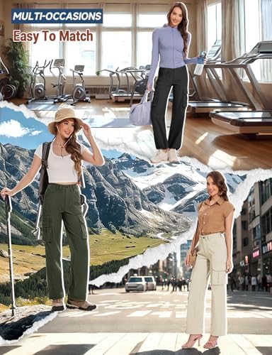 Moosehill Cargo Hiking Pants Women High Waisted Water Resistance Baggy Stretch Work Casual Travel Streetwear