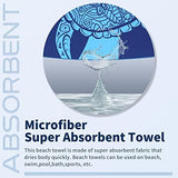 6 Pack Lightweight Thin Beach Towel Oversized 71"x32" Big Extra Large Microfiber Sand Free Towels for Adult Quick Dry Travel Camping Beach Accessories Vacation Essential Gift Turtles Shell Stripe Leaf