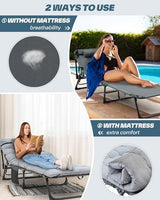 Sportneer Sleeping Cots for Adults: 5-Angle Adjustable Folding Bed with Thick Mattress - 450lbs Max Load Padded Camping Cot with Easy Setup & Takedown for Outdoor Travel Sleep Over, Size 76''x27''