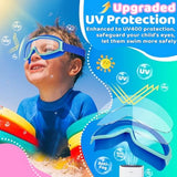 Vvinca Kids Goggles with Comfort Fabric Strap, Kids Swim Goggles Wide View Anti-Fog/UV No Leaking Swimming Goggles for 3-14