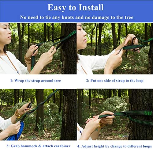 Camping Hammock Double & Single Portable Hammocks Ultralight Nylon Parachute Hammocks with 2 Tree Straps for Backpacking, Travel, Beach, Backyard, Camping, Hiking (Medium, Camouflage)