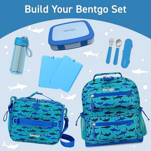 Bentgo Kids Water Bottle - Leak-Proof, Durable Tritan, BPA-Free 15 oz. Cup for Kids/Toddlers Ages 3+ - Safe Sip Spout, Carrying Handle, & Dishwasher Safe for School, Sports, Daycare & Camp (Blue)