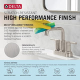 Delta Faucet Nicoli Widespread Bathroom Faucet 3 Hole, Gold Bathroom Sink Faucet, Drain Assembly, Champagne Bronze 35849LF-CZ