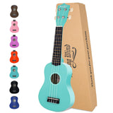 Strong Wind Soprano Ukulele 21 Inch Basswood Ukeleles for Beginners Four Strings Hawaiian Guitar Christmas Ukulele for Adults Teenagers（Light Blue）