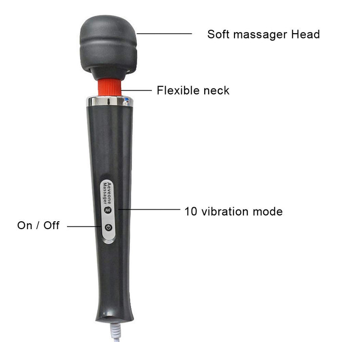 AEVEONE Powerful Handheld Electric Back Wand Massager, Strong Personal Vibration Massage for Sports Recovery, Muscle Aches, Body Pain (Black-US)