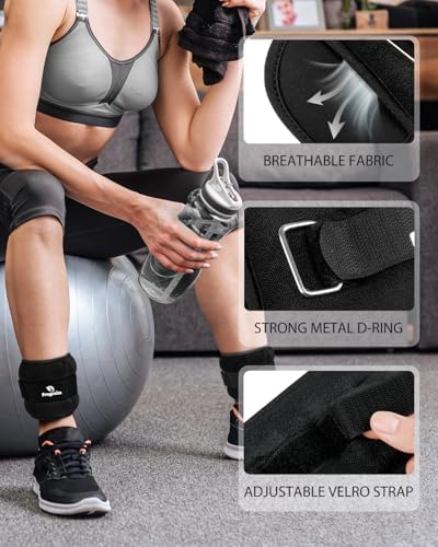 Ankle Weights, 1/2/3/4/6/8/10 LBS 1 Pair Wrist Leg Arm Weights for Women, Kids and Men, Comfortable and Soft, Perfect for Dancing, Running, Walking, Fitness, Workout, Physical Therapy