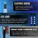 Tactical Walking Stick Staff Self Defense Stun Gun, 2 Bright LED Light Modes, Military Grade Aluminum, USB Charging Port/Fan, Outdoor Adventures, Trekking, Survival Hiking Tactical Tool