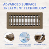 4" x 10" Floor Register 2 Pack - Heavy Duty Steel Walkable Floor Vents - Easy Adjust Air Supply Lever - Vent Covers for Home (Brown)