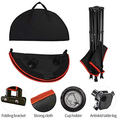 Camping Table Portable Folding Camping Side Table for Outdoor Picnic, Beach, Games, Camp, & Patio Tables Folding with 4 Cup Holders & Carry Case for Travel & Storage, Premium 600D Canvas& Steel Frame