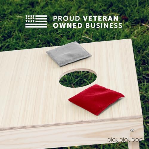 Play Platoon Cornhole Bags Weather Resistant- Set of 8 Regulation Bean Bags for Tossing- Official Professional Size & Weight Corn Hole Bags Two Color All Weather Cornhole Beans Bag Set with Tote Bag