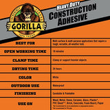Gorilla Heavy Duty Construction Adhesive, White Glue, 7 Ounce Squeeze Tube (Pack of 2) - Gap Filling and Waterproof