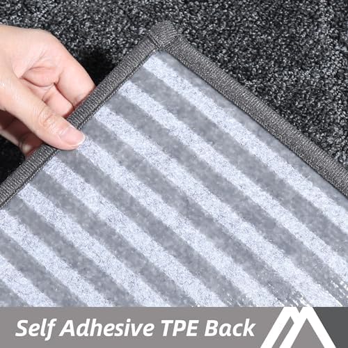 COSY HOMEER Edging Stair Treads Non-Slip Corner Indoor Stair Runners for Wooden Steps,Landing Slip Resistant Stair Rugs Mat for Kids and Dogs,100% Polyester TPE Backing,Black,30x30 inch