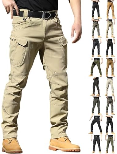 Tactical Pants for Men Water Resistant Hiking Cargo Pants Multi Pockets Stretch Waterproof Quick Dry Work Pants