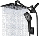 Shower Head,10 Inch High Pressure Rain Shower Head with Handheld Spray Combo, Adjustable Dual Rainfall Shower Head - Showerhead Comb Set with Extension Arm - 60 Inch Long Shower Hose（Black）