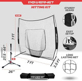 PowerNet Baseball Softball Practice Net 7x7 with Baseball Accessories for Practice Pitching, Batting & Fielding, Ball Caddy, Weighted Baseballs, Tee