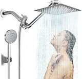 10 inch Rainfall Shower Head Combo Stainless Steel, THE FIRST WATERFALL mode, 10 Inch Rain Shower Head with Handheld 6 Spray Modes High Pressure, Overhead Shower Adjustable Extension Arm,Chrome