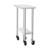 HARDURA Stainless Steel Commercial Table Prep & Work Table with Casters Heavy Duty Metal Table with Wheels NSF 430 24×12 Inches