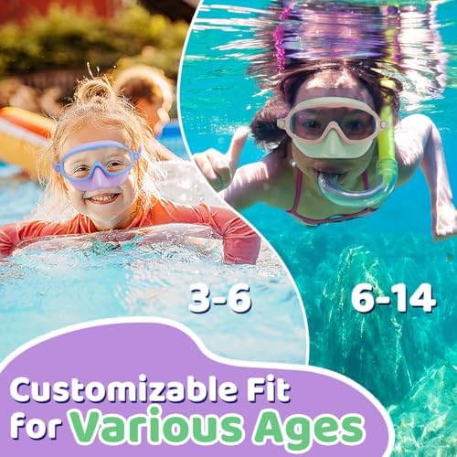 Vvinca Swim Goggles with Nose Cover, 2 Pack Wide View Diving Mask Anti-Fog UV No Leak Toddlers Swimming Goggles for Kids 3-15