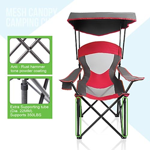 ALPHA CAMP Heavy Duty Canopy Lounge Chair Sunshade Hiking Travel Chair with Cup Holder