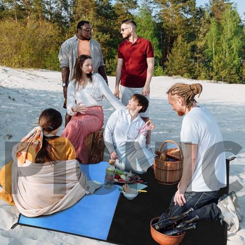 Frelaxy Pocket Picnic Blanket, Waterproof Beach Blanket, Compact Camping Blanket, Lightweight Outdoor Blanket for Beach Festival Camp Picnic Hiking Travel (Blue, 57'' x 71'')