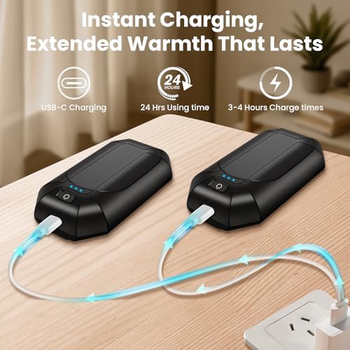 AI Hand Warmers Rechargeable 2 Pack,Portable Electric Hand Warmer Reusable,AI Hand Warmer for Outdoor Golf Hunting Camping Accessories,Warm Winter Gifts for Men Women Kids