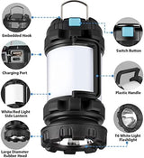 2 Pack Camping Lantern, Outdoor LED Camping Light, Rechargeable Flashlights with 1000LM, 6 Modes, 4000mAh Power Bank, IPX5 Waterproof Portable Emergency Camp Light for Hurricane Survival - Black