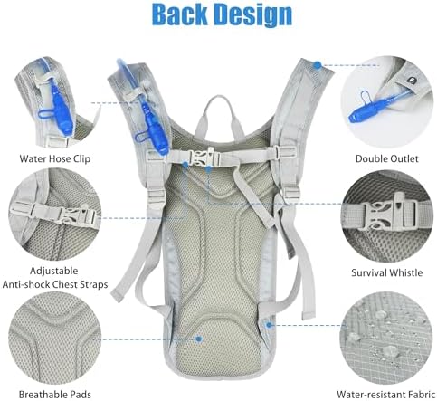 Zavothy Hydration Backpack with 2L Hydration Bladder Water Backpack for Hiking Hydration Pack for Running Cycling Hiking