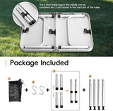 Small Camping Table 2Ft Folding Table 3 Adjustable Height Portable Lightweight Table Aluminum Fold Up Dining Table for Picnic,Beach BBQ,Cooking, Bed Working Outdoor & Indoor