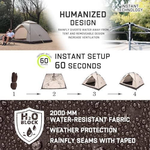 Happy Travel 1/2/3/4 Person Camping Tent, Instant Easy Pop Up Tents for Camping,Automatic Waterproof Family Camping Tent, Easy Set Up Tent,Portable Windproof Dome Tent for Camping Hiking & Traveling