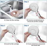 FEELSO Shower Filter for Handheld Shower Head, 2 Pack 15 Stage Replacement Filters for Hard Water Remove Chlorine and Harmful Substances