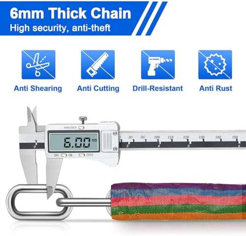 NDakter Bike Chain Lock, 5 Digit Combination Heavy Duty Anti Theft Bicycle Chain Lock,2.62/3.2/4.27/5/6Ft Long Security Resettable Bike Locks for Bike, Bicycle, Scooter, Door, Gate, Fence-4/6mm Thick