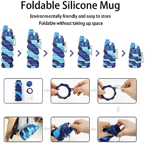 Collapsible Water Bottles Travel water bottle Sports Portable Sport Water Bottle Reusable Water Bottles comes with mountaineering Buckle 500ml silicone Water-proof camping water bottle
