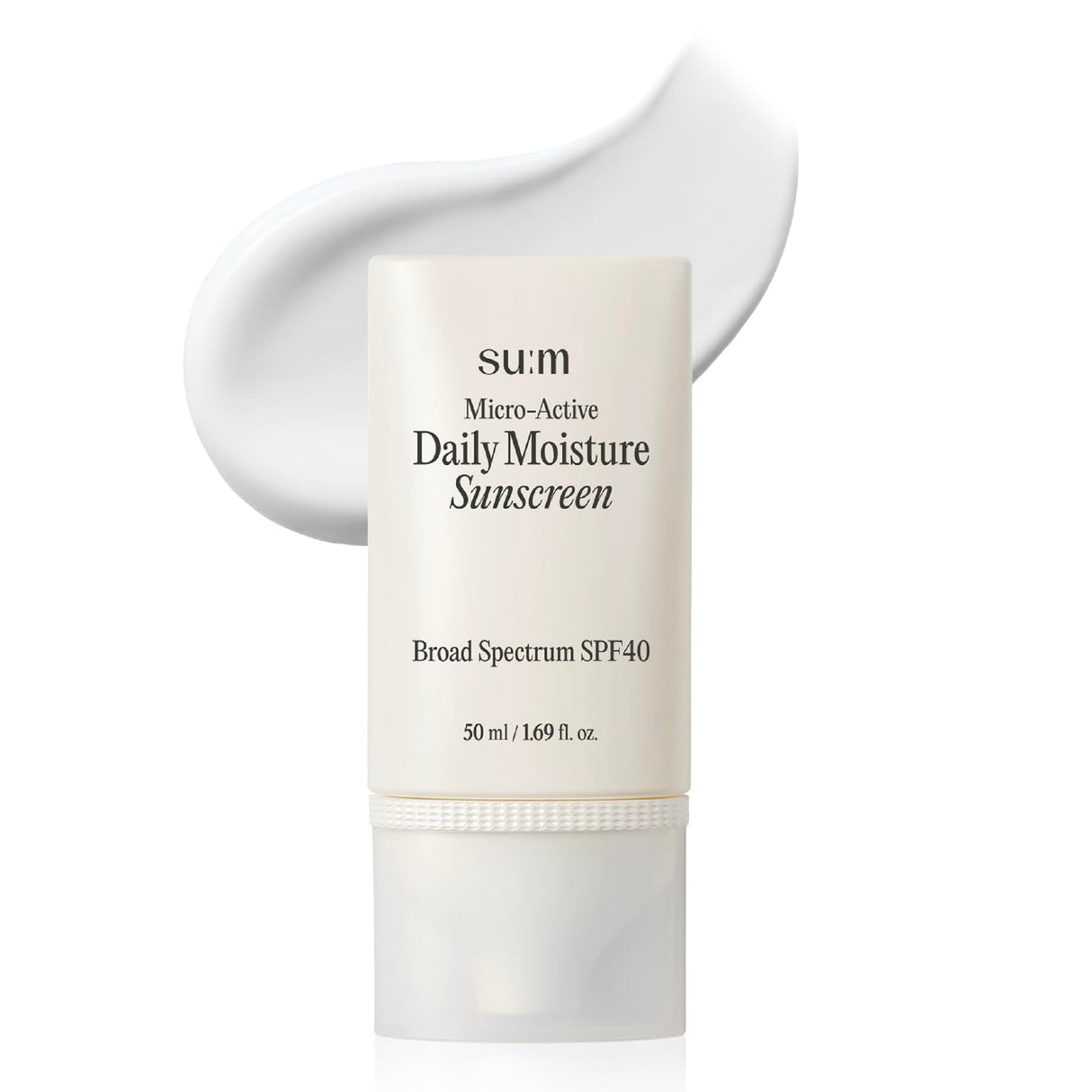 SU:M Micro-Active Daily Moisture Sunscreen (1.69fl oz) - Korean Skincare SPF 40 for UV Protection, Hydration, Soothing Sensitive Skin, No White Cast. With Biopeptide190 & Niacinamide.