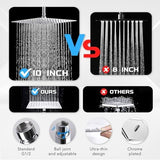 10''Rainfall Shower Head with Handheld Combo High Pressure 8+2 MODE built-in power wash, Stainless Steel Chrome Showerhead with 11'' Extension Arm Height/Angle Adjustable with Holder&60"Hose