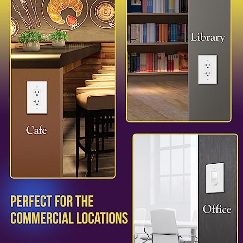 ENERLITES Decorator Light Switch or Receptacle Outlet Wall Plate, Over-Size 1-Gang 5.5" x 3.5", Unbreakable Polycarbonate Thermoplastic, UL Listed, 8831O-W-10PCS, White (10 Pack)