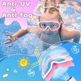 Vvinca Kids Swim Goggles for Age 2-8, Toddler-Goggles with Fabric Strap No Leak Pain-Free, Anti-Fog Goggles for Girls Boys