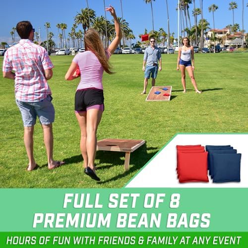 GoSports Portable Cornhole Sets, 8 Styles – Choose 4 x 2 ft or 3 x 2 ft - Boards Include 8 Bean Bags, Travel Case, and Game Rules