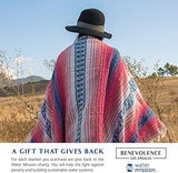 Benevolence LA Authentic Handwoven Mexican Blanket | Yoga Blankets, Outdoor, Picnic, Beach, Camping | Equestrian Saddle | Serape 50x70 inches - Coral, Pack of 1