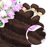 ALLRUN Brown Body Wave Bundles Human Hair 18 20 22 Inch Reddish Brown Human Hair Extensions 12A 100% Unprocessed Brazilian Virgin Hair 3 Bundles Chocolate Color Body Wave 4# Color