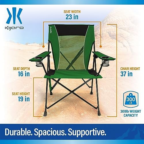 Kijaro Dual Lock Portable Camping Chairs - Enjoy the Outdoors with a Versatile Folding Chair, Sports Chair, Outdoor Chair & Lawn Chair - Dual Lock Feature Locks Position – Jasper Green