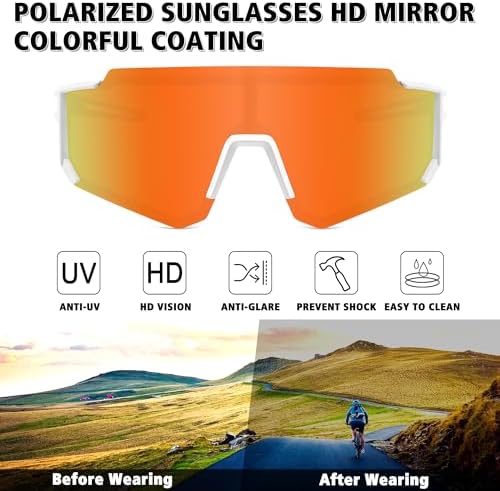 STORYCOAST Polarized Sports Sunglasses for Men Women,Driving Fishing Cycling Mountain Bike Sunglasses UV400 Protection