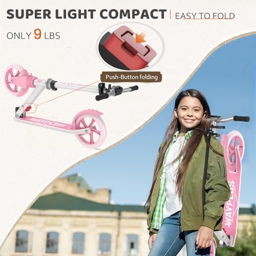 Kick Scooter for Ages 6+,Kid, Teens & Adults. Max Load 240 LBS. Foldable, Lightweight, 8IN Big Wheels for Kids, Teen and Adults, 4 Adjustable Levels. Bearing ABEC9