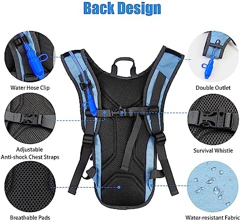 Zavothy Hydration Backpack with 2L Hydration Bladder Water Backpack for Hiking Hydration Pack for Running Cycling Hiking