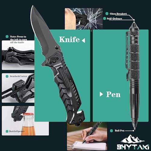 Survival Kits 37 in 1, Gifts for Men Dad Husband Valentine's Day, Emergency Survival Gear and Equipment, Camping Hiking Outdoor Adventure Cool Gadgets, Stocking Stuffers